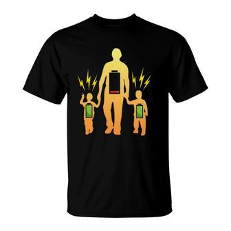Tired Father Of Twins With Low Battery T-Shirt | Mazezy