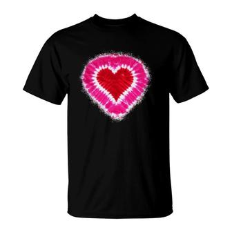 Toddler Kids Adults Red & Pink Heart Tie Dye Valentine's Day T-Shirt | Mazezy