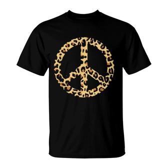 Trendy Cheetah Leopard Print Peace Sign T-Shirt | Mazezy