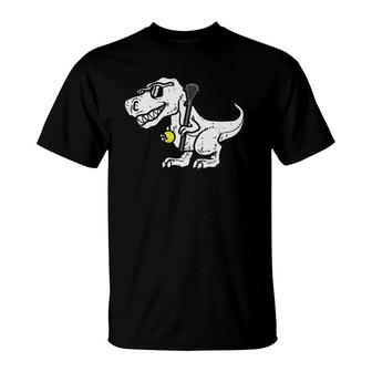 Trex Dinosaur Lacrosse Funny Lax Player Goalie Kids Boys T-Shirt | Mazezy