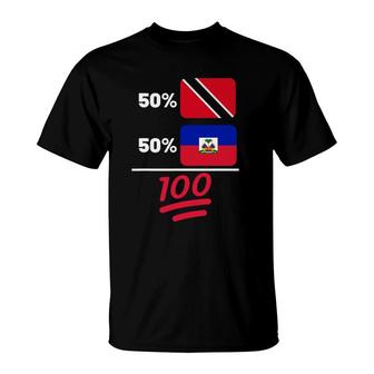 Trinidadian Plus Haitian Mix Flag Heritage Gift T-Shirt | Mazezy