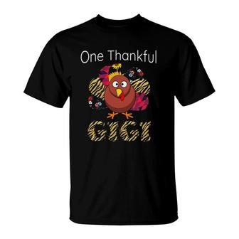Turkey One Thankful Gigi Leopard Sunflower Mama Thanksgiving T-Shirt | Mazezy