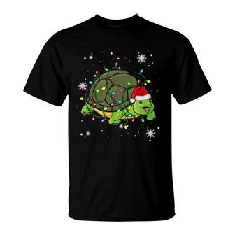 Turtle Christmas Santa Hat Christmas T-Shirt | Mazezy
