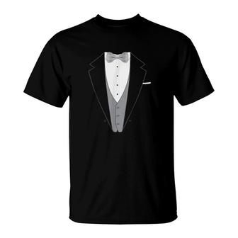 Tuxedo With Bowtie For Weddings T-Shirt | Mazezy