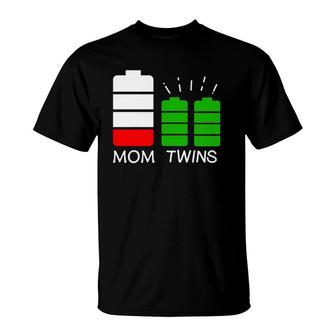 Twin Mom Low Battery Tired Mom Of Twins T-Shirt | Mazezy