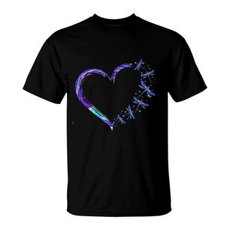 Twinkle Dragonflies Heart T-Shirt | Mazezy