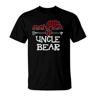 Uncle Bear Red Buffalo Plaid Uncle Bear Pajama Christmas T-Shirt | Mazezy