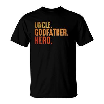 Uncle Gift Awesome Godfather Hero Family Tee T-Shirt | Mazezy
