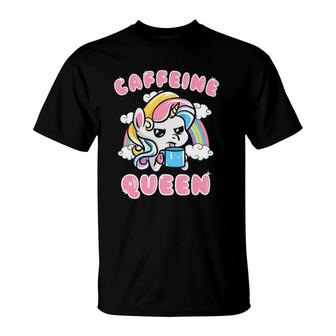 Unicorn Caffeine Queen Coffee Humor Quotes Sayings Gift T-Shirt | Mazezy