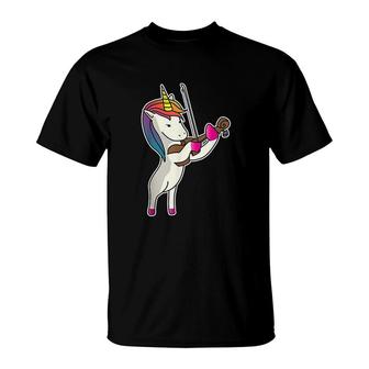 Unicorn Playing Violin Funny Magical Violinist Music Gift T-Shirt | Mazezy