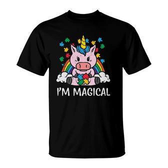 Unicorn Puzzle I'm Magical Autism Awareness Toddler Girl Kids T-Shirt | Mazezy