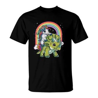 Unicorn Riding Dinosaur T-Shirt | Mazezy