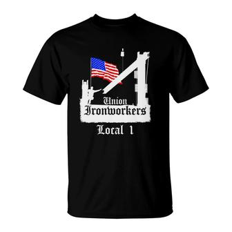 Union Ironworkers Local 1 American Flag Chicago T-Shirt | Mazezy