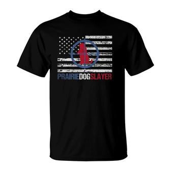 Us Flag Prairie Dog Hunting Prairie Dog Slayer T-Shirt | Mazezy