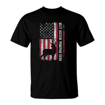 Usa Flag Best Buckin' Pawpaw Ever Deer Hunting Father's Day T-Shirt | Mazezy