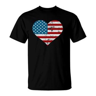 Usa Flag Heart Distressed Patriotic 4Th Of July Gift T-Shirt | Mazezy