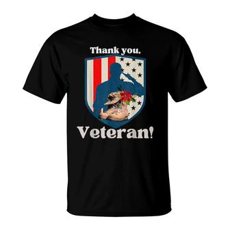 Veterans Day Military Boots Thank You Veteran Flag T-Shirt | Mazezy