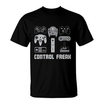 Video Game Control Freak Gaming Funny Gamer Youth Kids T-Shirt - Seseable