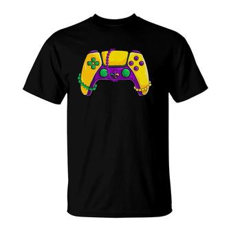 Video Game Gamer Mardi Gras Beads T-Shirt | Mazezy