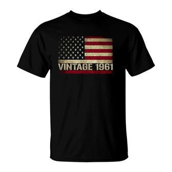 Vintage 1961 American Us Flag Made Born 1961 60Th Birthday T-Shirt | Mazezy