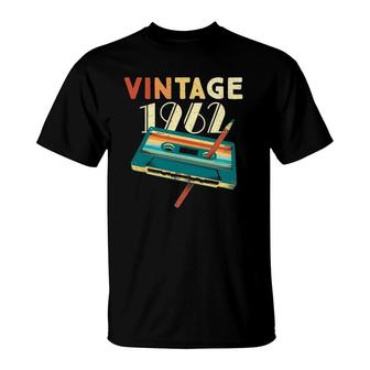 Vintage 1962 Music Cassette 60Th Birthday Gifts 60 Years Old T-Shirt | Mazezy