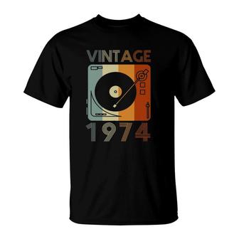 Vintage 1974 Retro Record Player Birthday Vinyl Dj T-Shirt | Mazezy