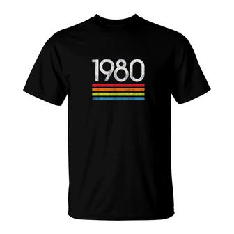Vintage 1980 Chest Stripe 41st Birthday T-Shirt - Thegiftio UK