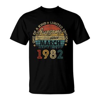 Vintage 40Th Birthday Awesome Since March 1982 T-Shirt - Seseable