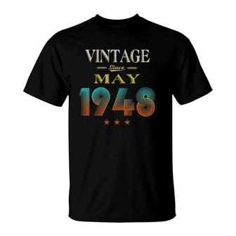 Vintage 74Th Birthday Born In 1948 Made In May 1948 Ver2 T-Shirt | Mazezy