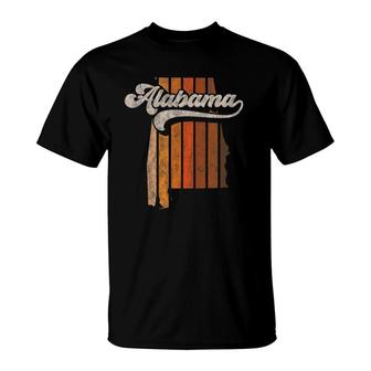 Vintage Alabama Retro 70S Stripes Silhouette Distressed T-Shirt | Mazezy