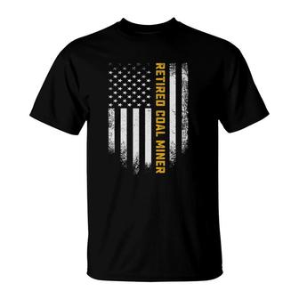 Vintage American Flag Proud Retired Coal Miner Retirement T-Shirt | Mazezy