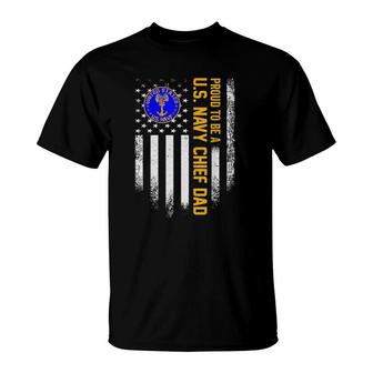 Vintage American Flag Proud To Be Us Navy Chief Veteran Dad T-Shirt | Mazezy