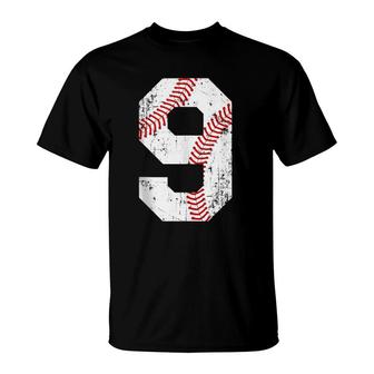 Vintage Baseball 9 Jersey Number T-Shirt | Mazezy
