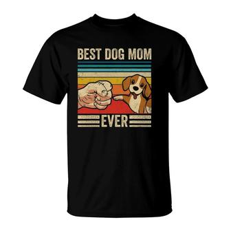Vintage Best Dog Mom Ever Bump Fit Beagle Mom Mothers Day T-Shirt | Mazezy