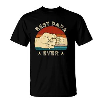 Vintage Best Papa Ever Fist Bump Funny Grandpa Father's Day T-Shirt | Mazezy