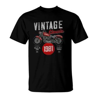 Vintage Born 1981 40Th Birthday Classic Retro Motorbike T-Shirt | Mazezy