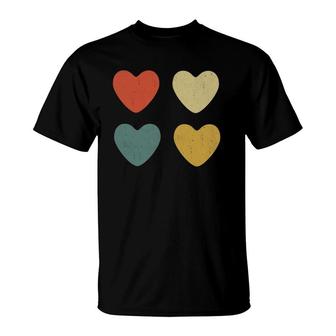 Vintage Hearts Cool Retro Valentine's Day Gift T-Shirt | Mazezy