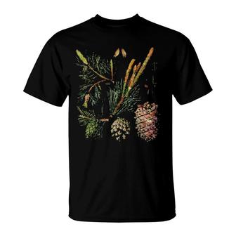 Vintage Inspired Xmas Floral Elements Botanical Chart T-Shirt | Mazezy