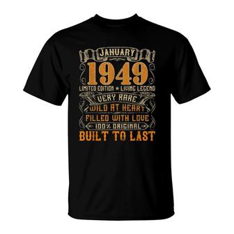 Vintage January 1949 Decorations 73 Years Old 73Rd Birthday T-Shirt | Mazezy
