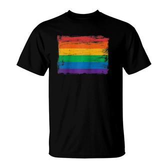 Vintage Painted Rainbow Gay Pride Flag Raglan Baseball Tee T-Shirt | Mazezy DE