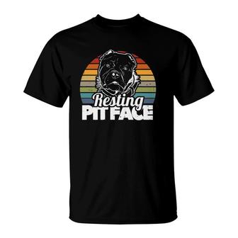 Vintage Pitbull Owner Funny Resting Pit Face T-Shirt | Mazezy