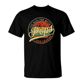 Vintage Pops Man Myth Legend Daddy Grandpa Gift Ideas Family T-Shirt | Mazezy