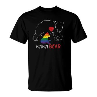 Vintage Rainbow Mama Bear Hugs Mom Mother Love Lgbt Pride T-Shirt | Mazezy