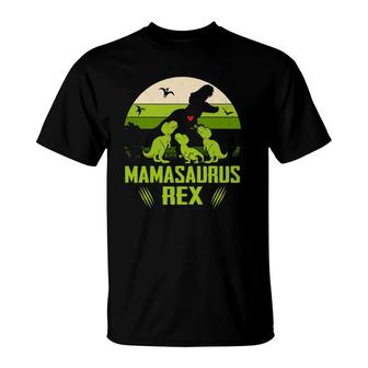 Vintage Retro 3 Kids Mamasaurus Dinosaur Lover Gift T-Shirt | Mazezy