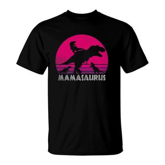 Vintage Retro 3 Kids Mamasaurus Sunset Funny Gift For Mother T-Shirt | Mazezy