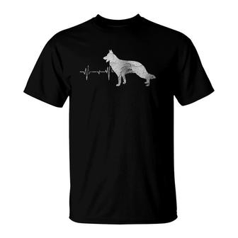Vintage Retro Distressed Heartbeat German Shepherd Dog Gift T-Shirt | Mazezy