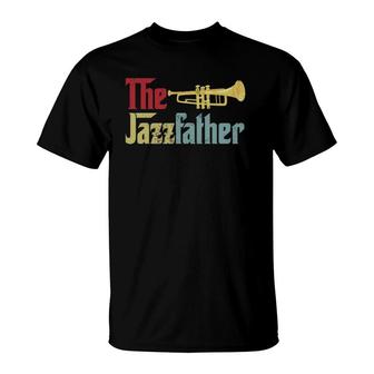 Vintage The Jazzfather Happy Father's Day Trumpet Player T-Shirt | Mazezy