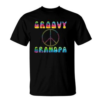 Vintage Tie Dye Peace Sign Groovy Grandpa T-Shirt | Mazezy