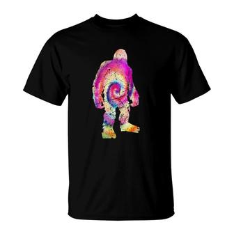 Vintage Tie Dye Sasquatch Silhouette Bigfoot Lover T-Shirt | Mazezy