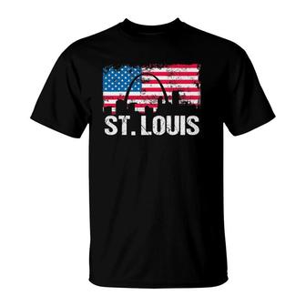 Vintage Us Flag American City Skyline St Louis T-Shirt | Mazezy